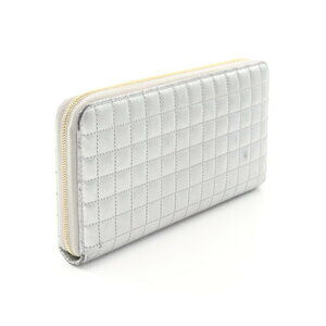 Celine Leather Round Charm Silver Long Zipped Wallet
